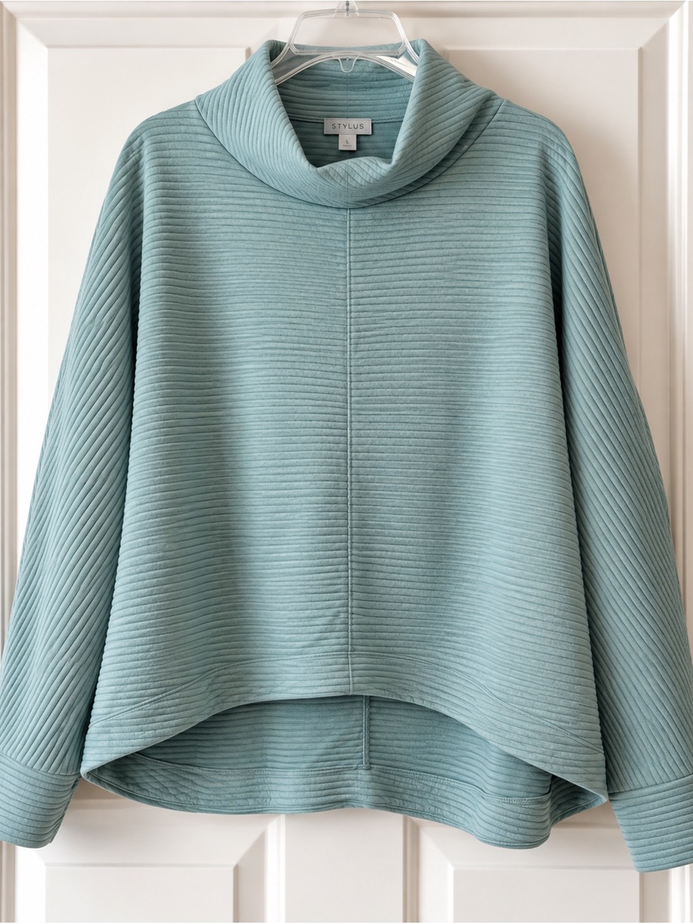 Aqua Textured Cropped High Low Mock Neck Sweatshirt Stylus NWT XXL #1246